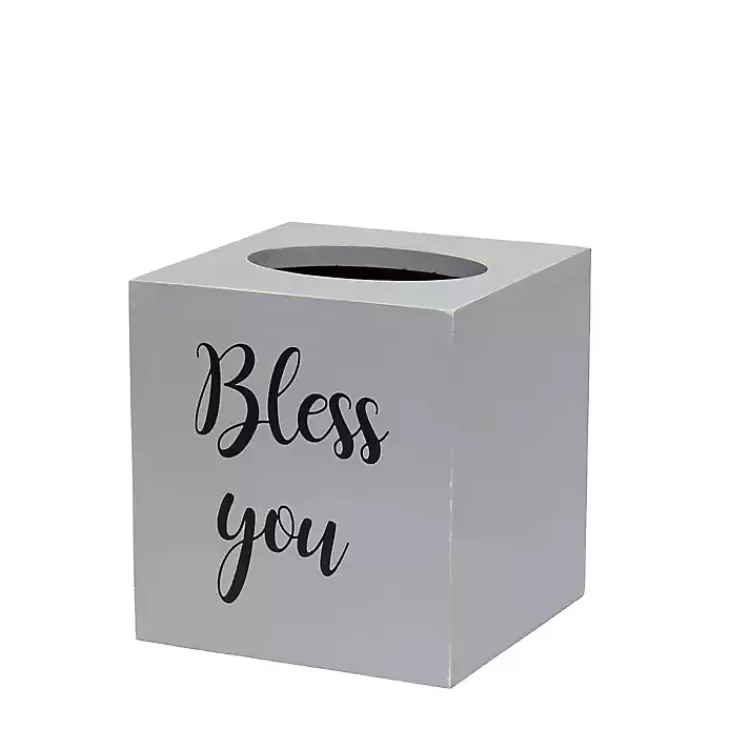 Bless You Wood Tissue Box Cover>Kirklands Home Online