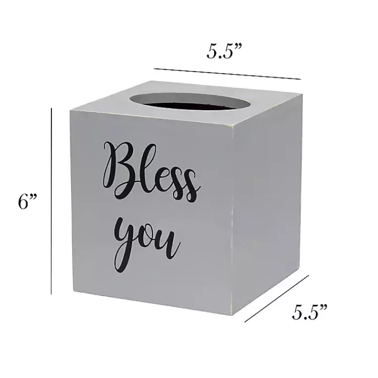 Bless You Wood Tissue Box Cover>Kirklands Home Online