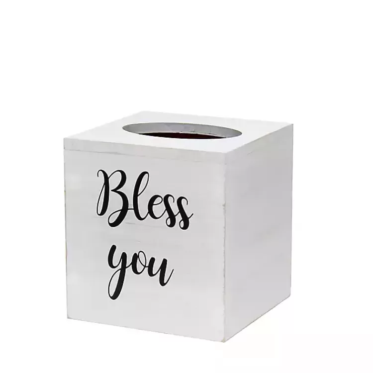 Bless You Wood Tissue Box Cover>Kirklands Home Store