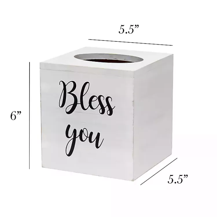 Bless You Wood Tissue Box Cover>Kirklands Home Store