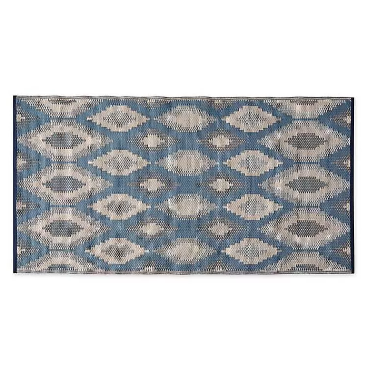 Blue & Gray Diamond Stripe Outdoor Area Rug, 3x6>Kirklands Home Flash Sale