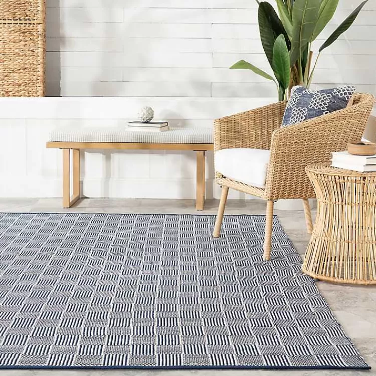 blue__ivory_checkered_indooroutdoor_rug_x_7.webp Blue & Ivory Checkered Indoor/Outdoor Rug, 8x10>Kirklands Home Best Sale