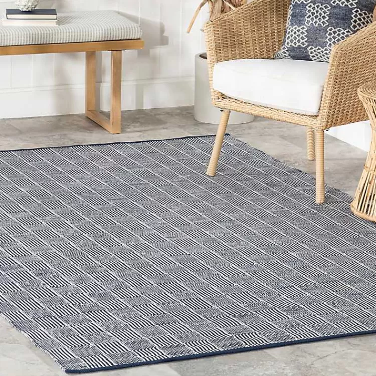 blue__ivory_checkered_indooroutdoor_rug_x_8-2.webp Blue & Ivory Checkered Indoor/Outdoor Rug, 4x6>Kirklands Home Outlet