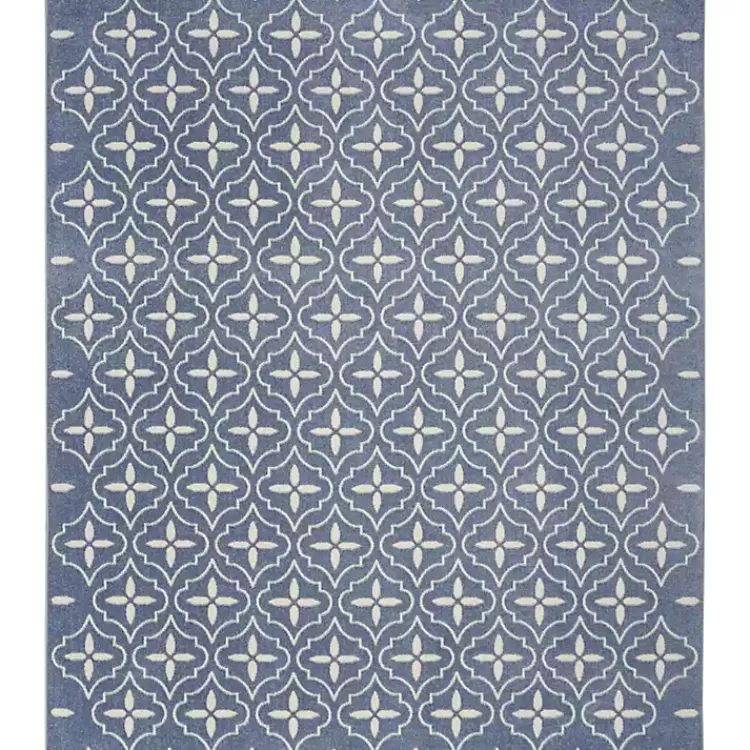Blue & Ivory Quatrefoil Indoor/Outdoor Rug, 5x7>Kirklands Home Discount