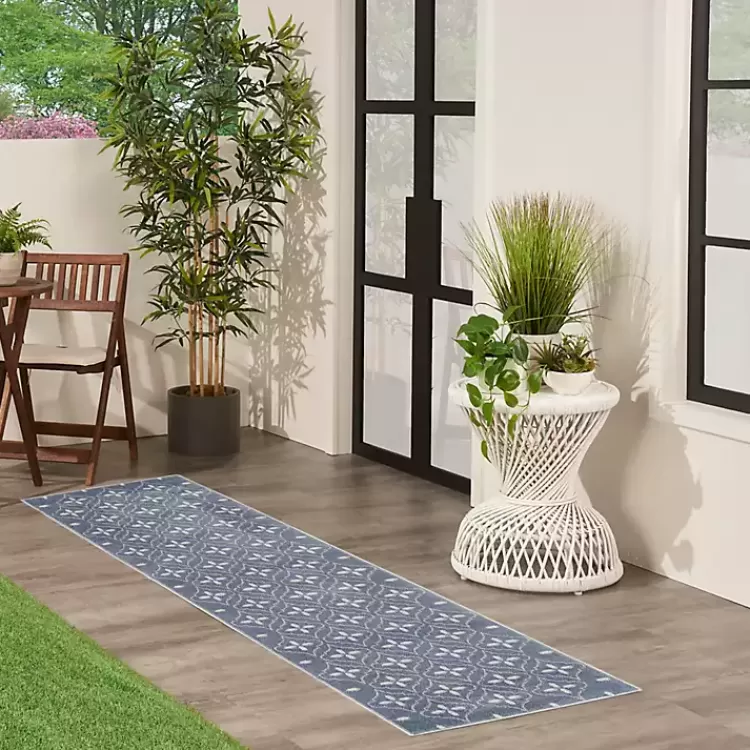 blue__ivory_quatrefoil_indooroutdoor_runner_2.webp Blue & Ivory Quatrefoil Indoor/Outdoor Runner>Kirklands Home Outlet