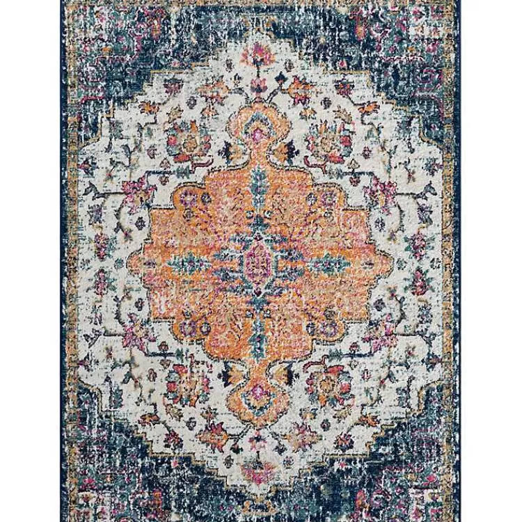 Blue & Orange Boho Medallion Area Rug, 6x9>Kirklands Home Store