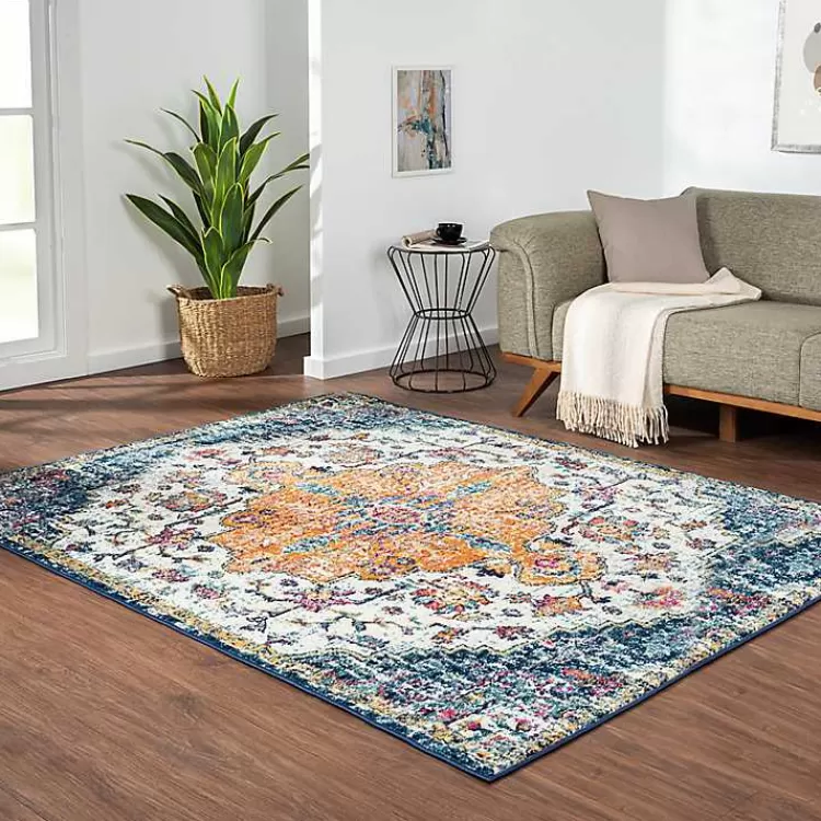 Blue & Orange Boho Medallion Area Rug, 6x9>Kirklands Home Store