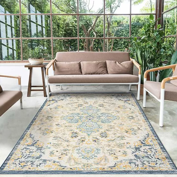 blue__orange_medallion_reversible_area_rug_x_2.webp Blue & Orange Medallion Reversible Area Rug, 8x10>Kirklands Home Best