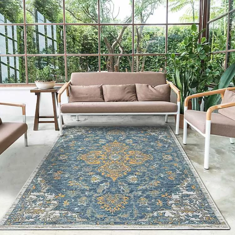 blue__orange_medallion_reversible_area_rug_x_3.webp Blue & Orange Medallion Reversible Area Rug, 8x10>Kirklands Home Best