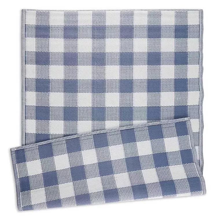 Blue & White Buffalo Check Outdoor Area Rug, 4x6>Kirklands Home Cheap