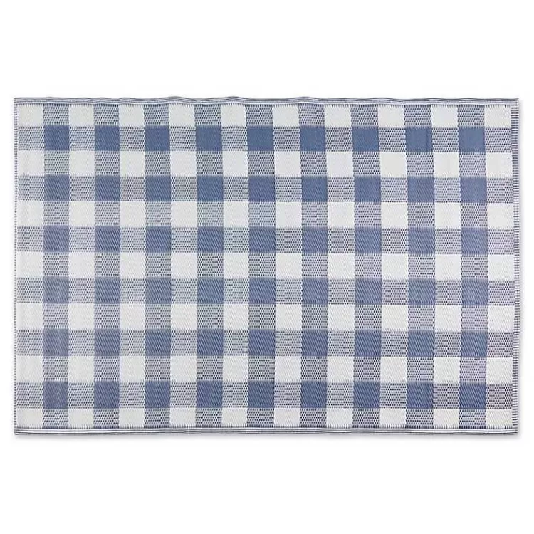Blue & White Buffalo Check Outdoor Area Rug, 4x6>Kirklands Home Cheap