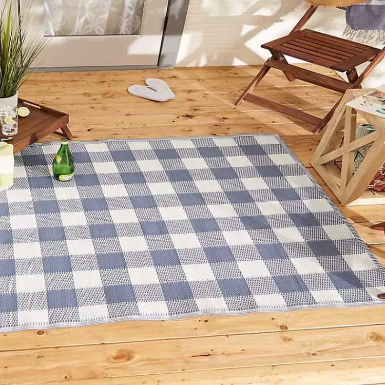 blue__white_buffalo_check_outdoor_area_rug_x_5.webp Blue & White Buffalo Check Outdoor Area Rug, 4x6>Kirklands Home Cheap