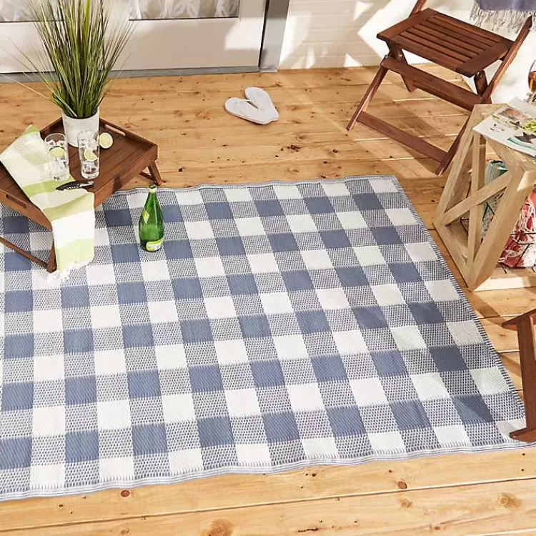 blue__white_buffalo_check_outdoor_area_rug_x_6.webp Blue & White Buffalo Check Outdoor Area Rug, 4x6>Kirklands Home Cheap