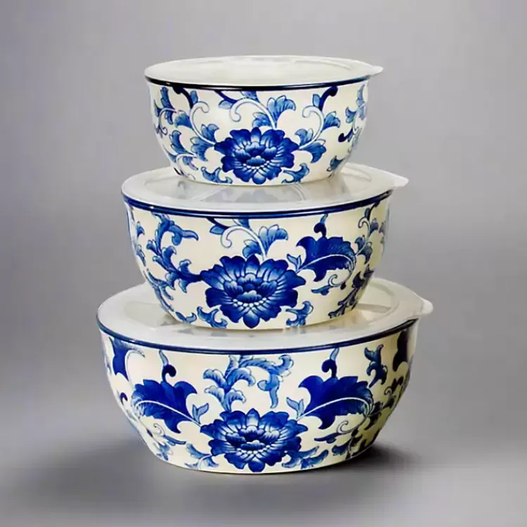 Blue & White 6-pc. Ceramic Food Storage Bowl Set>Kirklands Home Clearance