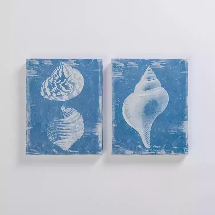 Blue & White Seashells Canvas Art Prints, Set of 2>Kirklands Home Fashion