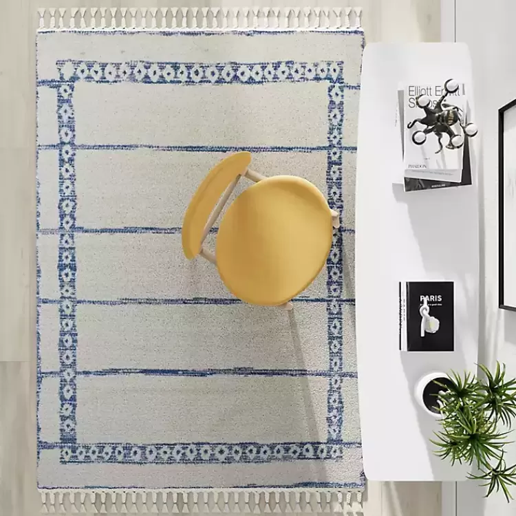 blue__white_striped_block_border_area_rug_x_2.webp & White Striped Block Border Area Rug, 8x10>Kirklands Home Flash Sale