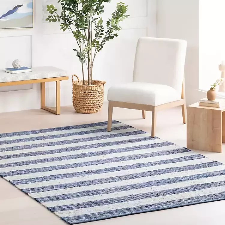 Blue & White Striped Indoor/Outdoor Runner, 3x8>Kirklands Home Store
