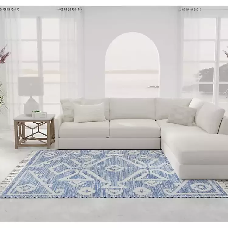 & White Tribal Medallion Shag Area Rug, 8x10>Kirklands Home Clearance