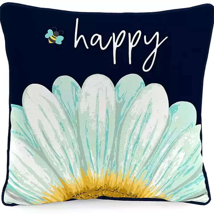 Blue & Yellow Bee Happy Outdoor Pillow>Kirklands Home Flash Sale