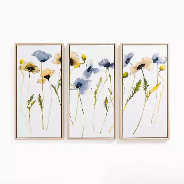 Blue & Yellow Stems Framed Canvas Prints, Set of 3>Kirklands Home Cheap