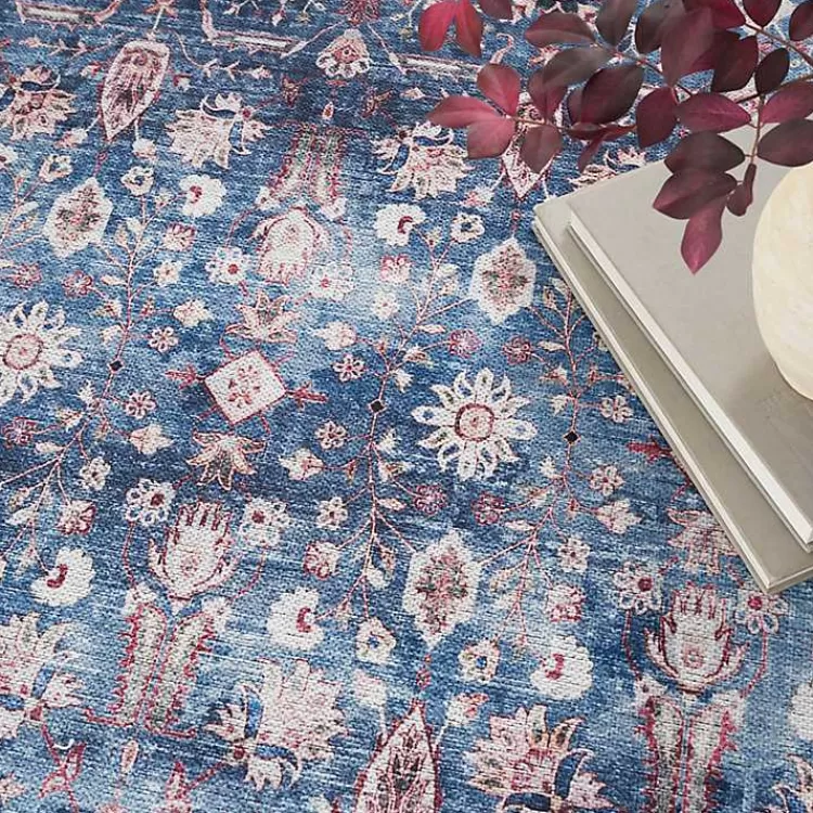 blue_and_brick_floral_washable_area_rug_x_6.webp and Brick Floral Washable Area Rug, 5x7>Kirklands Home Clearance
