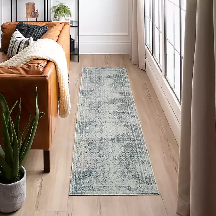 Blue and Cream Blackwell Runner, 2x8>Kirklands Home Sale