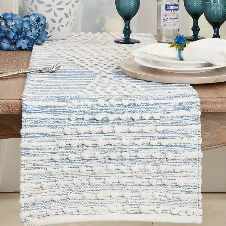 blue_and_cream_textured_diamonds_table_runner_2.webp and Cream Textured Diamonds Table Runner>Kirklands Home Discount