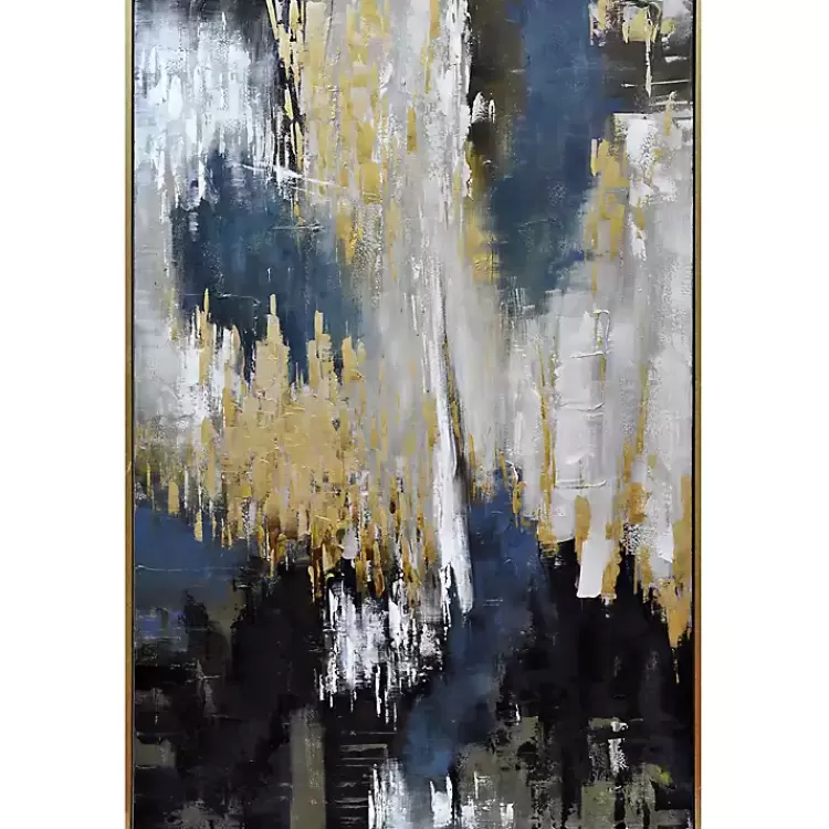 Blue and Gold Abstract Framed Canvas Art Print>Kirklands Home Best Sale
