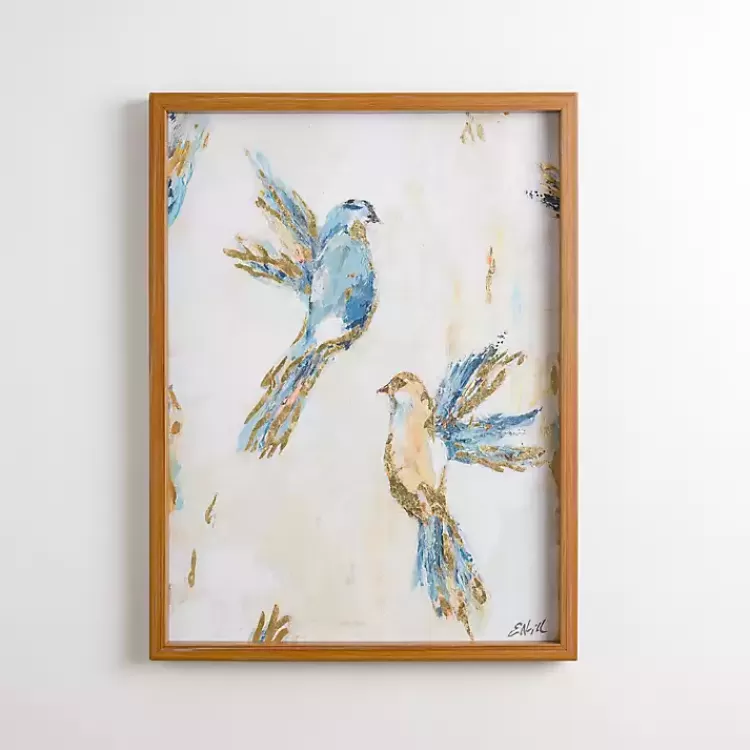 Blue and Gold Birds Framed Art Print>Kirklands Home Flash Sale