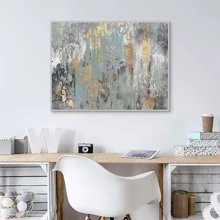 Blue and Gold Ikat Framed Canvas Art Print>Kirklands Home Sale