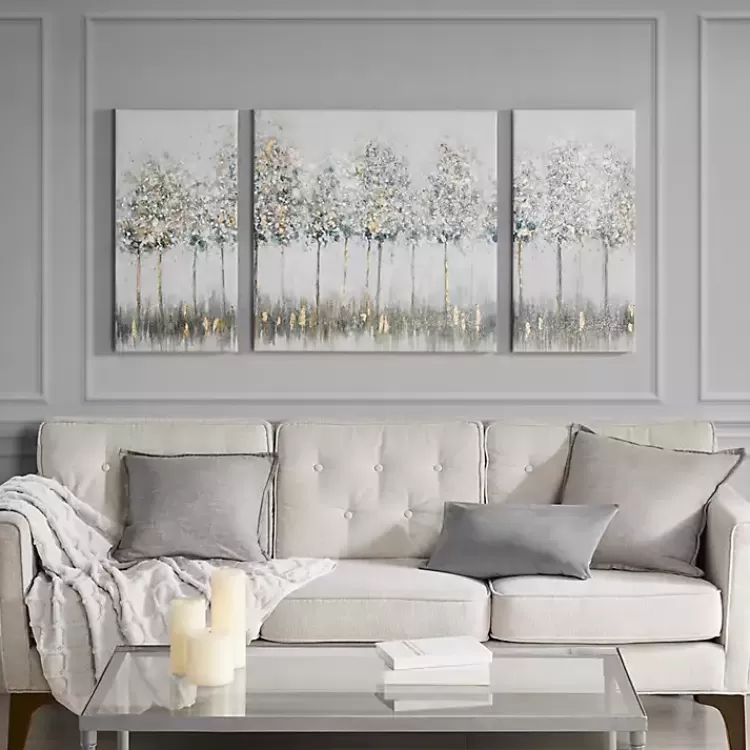 Blue and Gold Trees Canvas Art Prints, Set of 3>Kirklands Home Best Sale