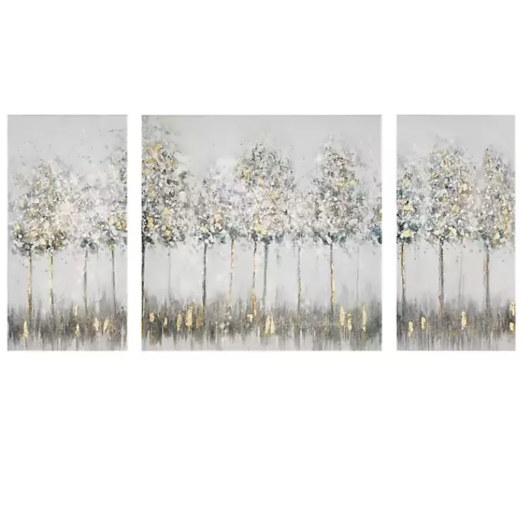 Blue and Gold Trees Canvas Art Prints, Set of 3>Kirklands Home Best Sale