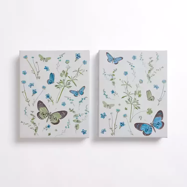 Blue and Green Butterflies Canvas Prints, Set of 2>Kirklands Home Sale