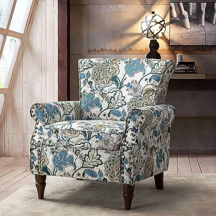 Blue and Green Floral Upholstered Accent Chair>Kirklands Home Best Sale