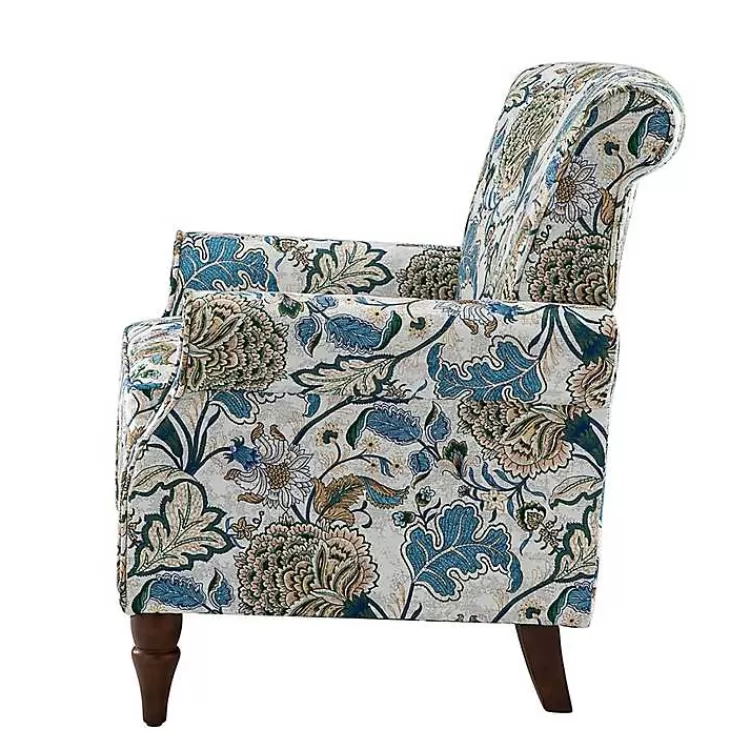 blue_and_green_floral_upholstered_accent_chair_2.webp Blue and Green Floral Upholstered Accent Chair>Kirklands Home Best Sale