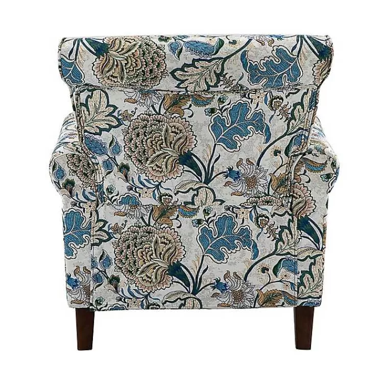 blue_and_green_floral_upholstered_accent_chair_4.webp Blue and Green Floral Upholstered Accent Chair>Kirklands Home Best Sale