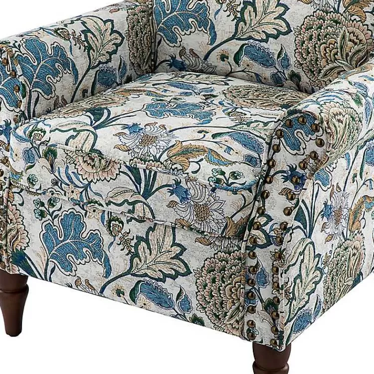 blue_and_green_floral_upholstered_accent_chair_5.webp Blue and Green Floral Upholstered Accent Chair>Kirklands Home Best Sale