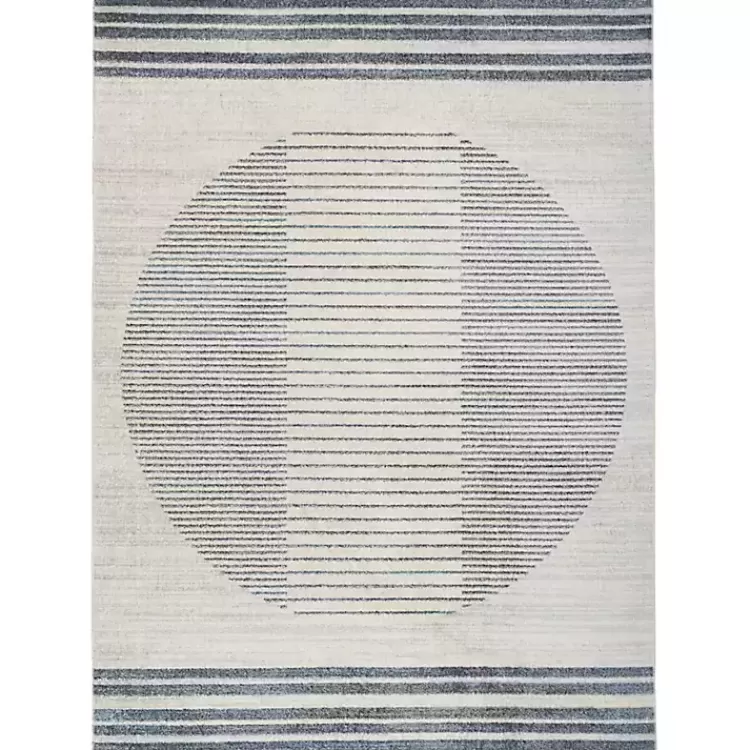 Blue and Ivory Linear Orb Washable Area Rug, 5x7>Kirklands Home Clearance