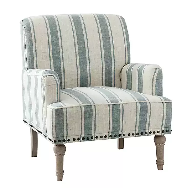 Blue and Ivory Striped Accent Chair>Kirklands Home Store