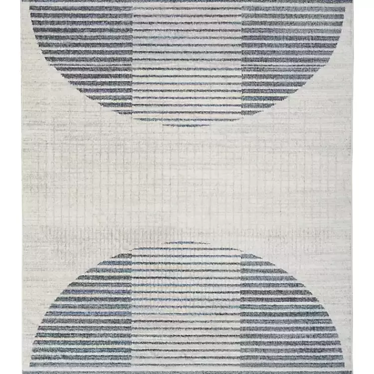 Blue and Ivory Striped Half Moon Area Rug, 8x10>Kirklands Home Best Sale