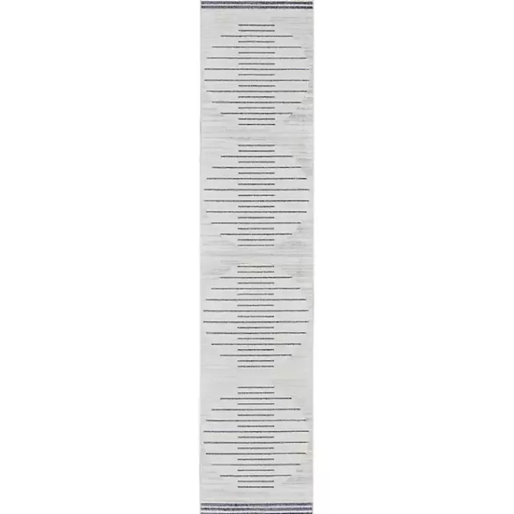 Blue and Ivory Striped Moons Runner, 2x12>Kirklands Home Outlet