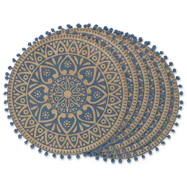 Blue and Natural Print Round Placemats, Set of 6>Kirklands Home Flash Sale
