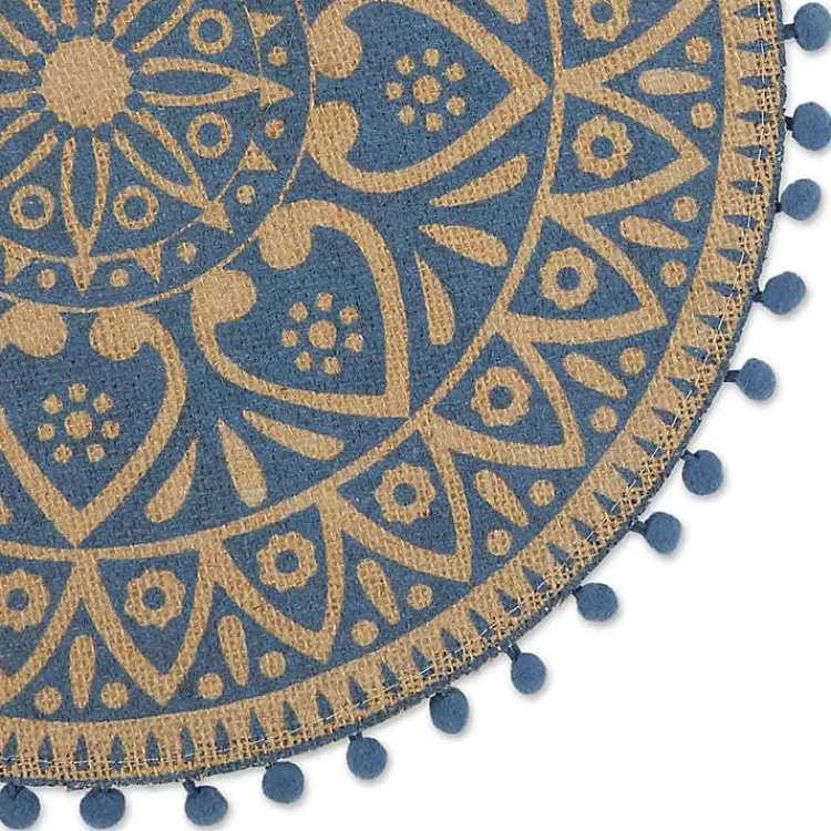 Blue and Natural Print Round Placemats, Set of 6>Kirklands Home Flash Sale