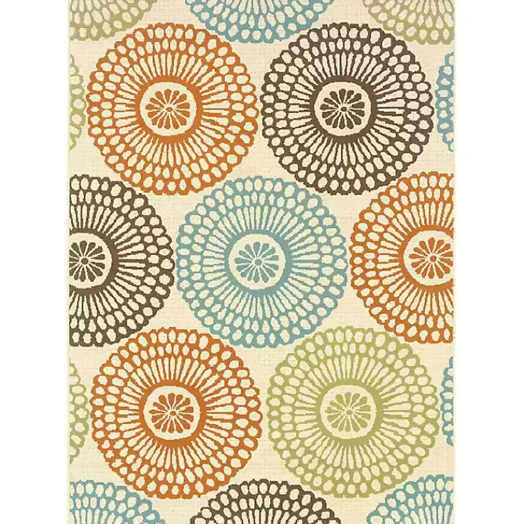 Blue and Orange Circles Outdoor Area Rug, 5x7>Kirklands Home Best