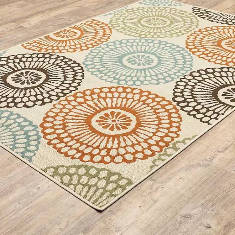 Blue and Orange Circles Outdoor Area Rug, 6x9>Kirklands Home Outlet
