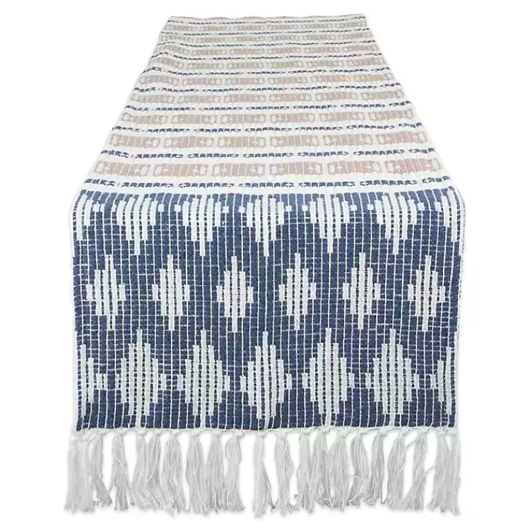 Blue and Stone Diamond Table Runner, 108 in.>Kirklands Home Discount