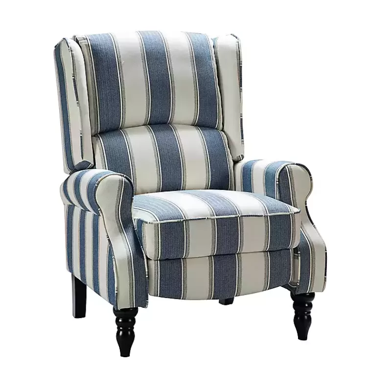 Blue and Tan Stripe Traditional Recliner>Kirklands Home Online