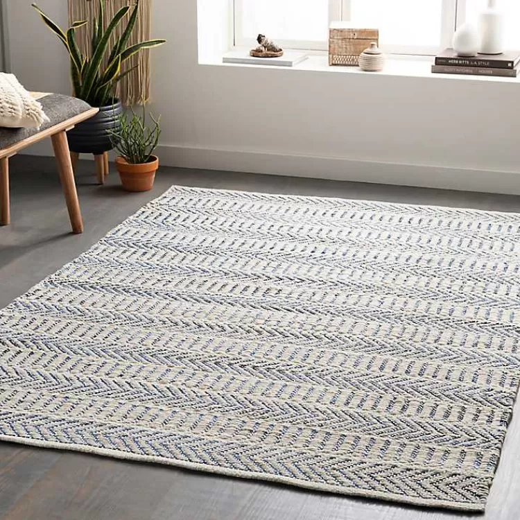 Blue and White Chevron Jute Area Rug, 8x10>Kirklands Home Best Sale