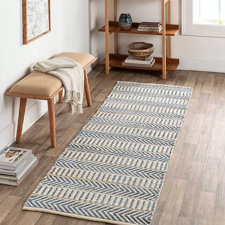 Blue and White Chevron Jute Runner, 2x8>Kirklands Home Best