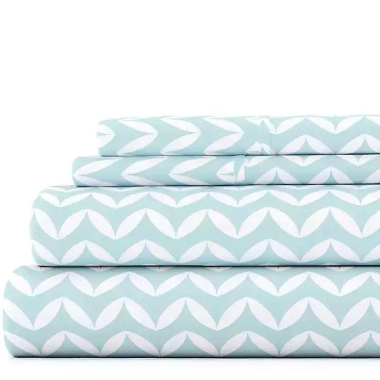 Blue and White Chevron 3-pc. Twin Sheet Set>Kirklands Home Best Sale